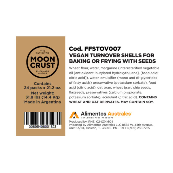 Vegan Turnover Shells for Baking or Frying with Seeds Moon Crust 24 x 21,16 oz. - Image 2
