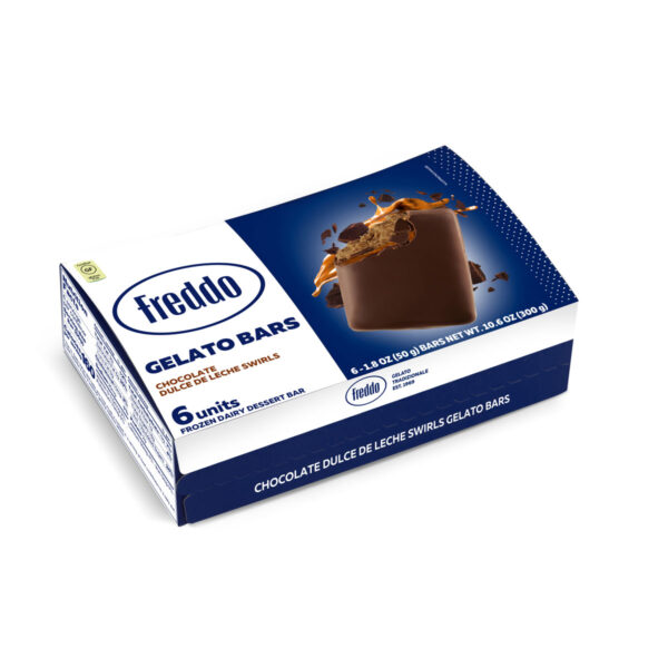 Freddo Ice Cream -Chocolate Dulce de Leche Swirls Frozen Dairy Dessert Bars 12 x 6 x 1.76 oz.