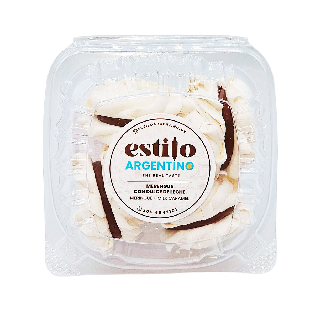 Mini Meringue Cookies Filled with Caramel Spread Estilo Argentino 1 x 4,93 oz.