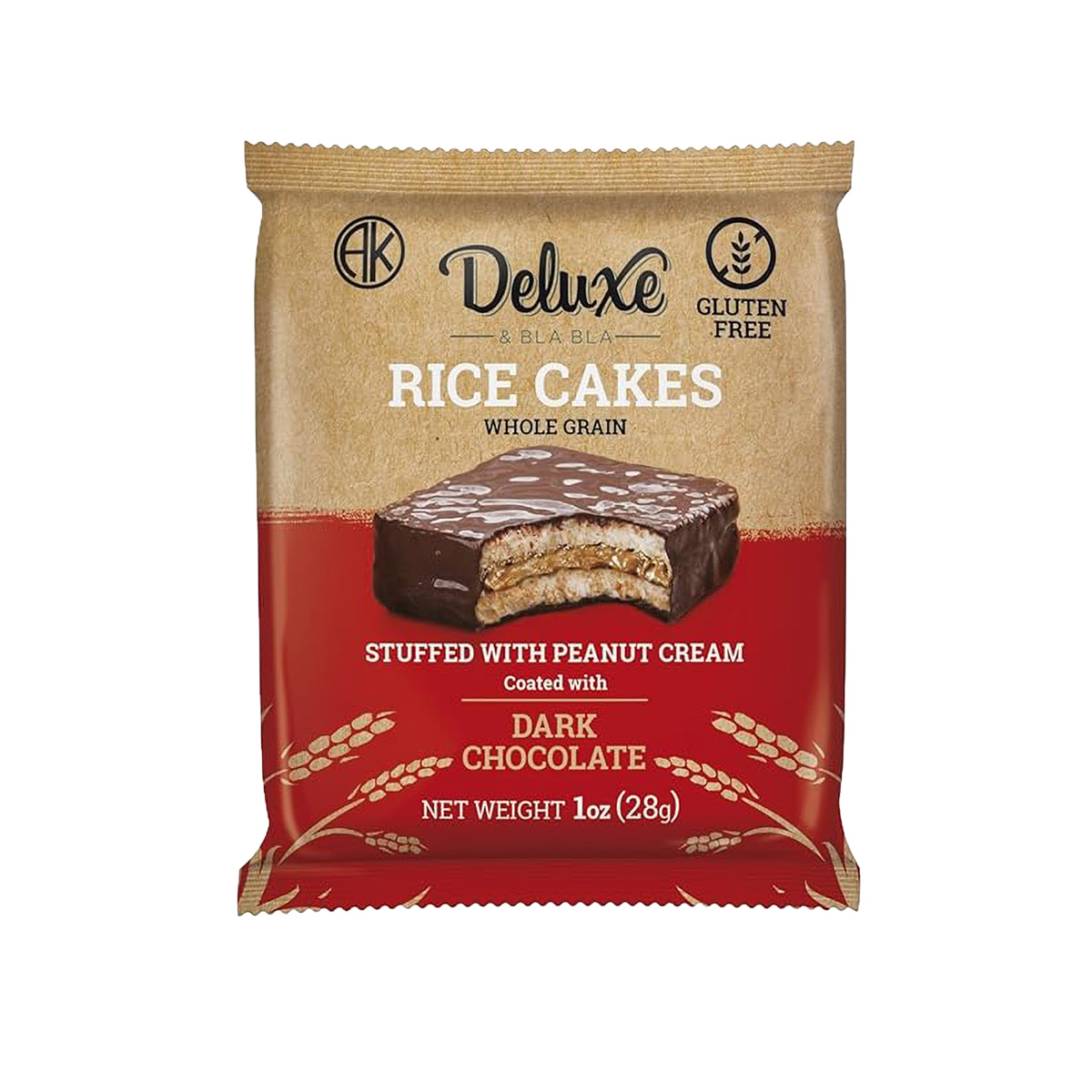 Deluxe Alfajor Rice Cakes Filled with Peanuts and Covered in Dark Chocolate Box 12 x 0.98 oz. - Image 2