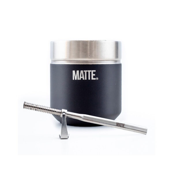 Black Stainless Steel Mate Kit with Straw - Matte- x Unid.