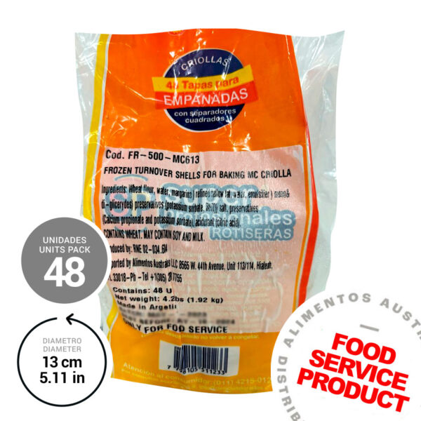 Turnover Shells for Baking or Frying Moon Crust 6 x 4.23 lb (48u x pack) For Food Service