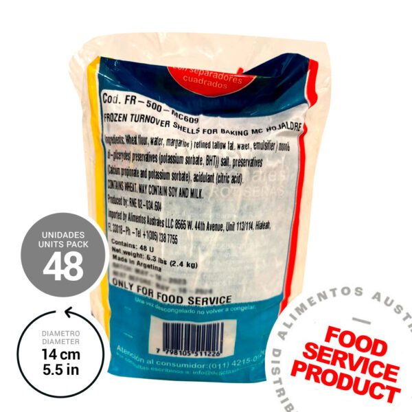 Turnover Shells for Baking Moon Crust 6 x 5.29 lb (48u x pack) For Food Service