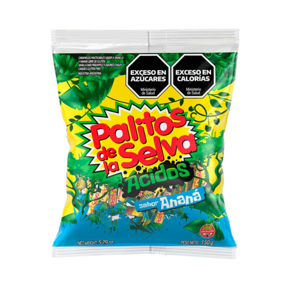 Candies Sour Pineapple Palitos de la Selva 44 x 5,29 oz.