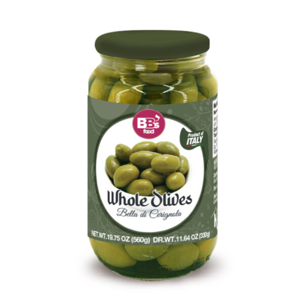 Whole Green Olives Bella di Cerignola 6 x 19.75 oz.