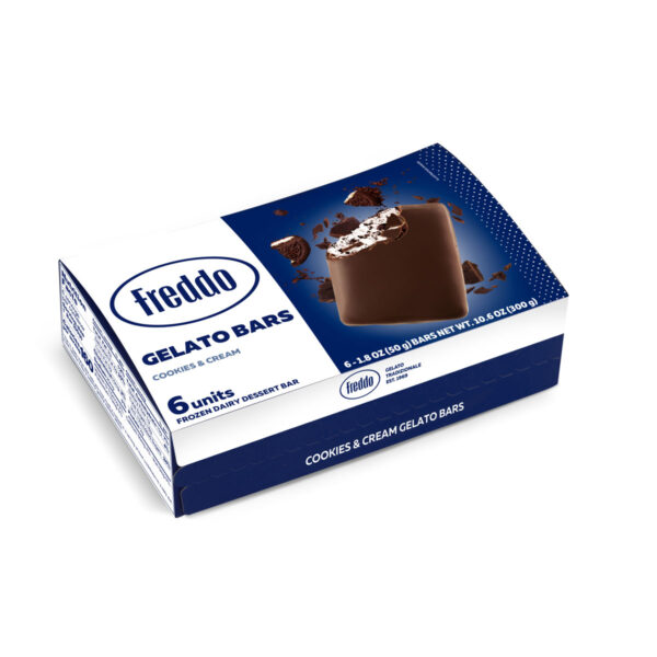 Freddo Ice Cream -Cookies and Cream Frozen Dairy Dessert Bars 8 x 6 x 1.76 oz.