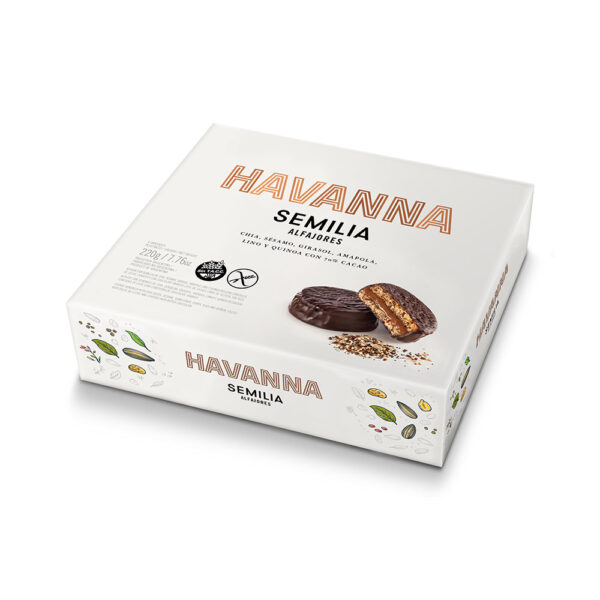 Havanna Semilia Alfajores - Gluten Free Covered in 70% Cacao 12 x 4 x 1,94 oz.
