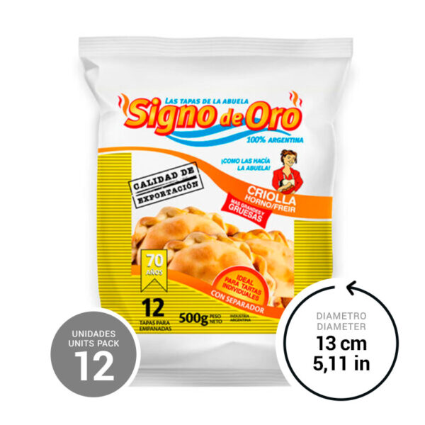 Turnover Shells Signo de Oro for Baking or Frying 24 x 17,64 oz.