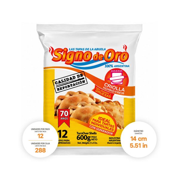 Turnover Shells for Baking or Frying Signo de Oro 24 x 21,16 oz.