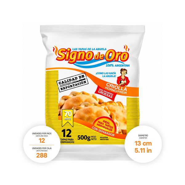 Turnover Shells Signo de Oro for Baking or Frying 24 x 17,64 oz.