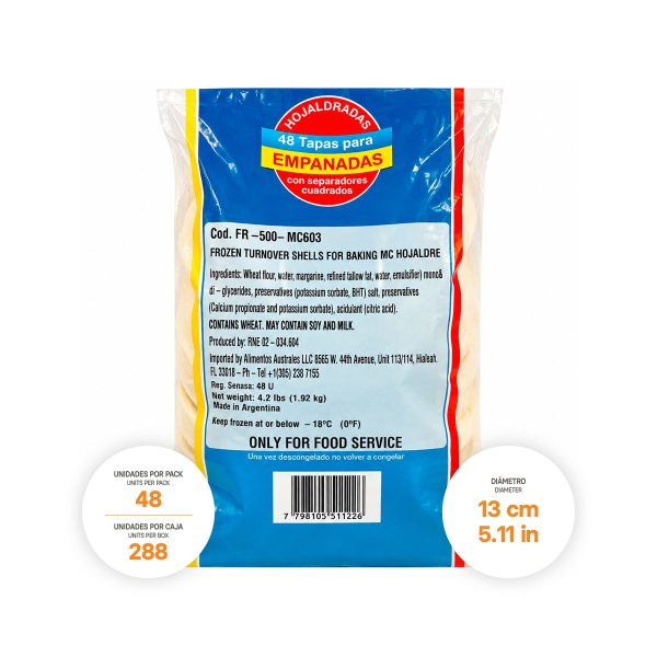 Turnover Shells for Baking Moon Crust 6 x 4.23 lb (48u x pack) For Food Service