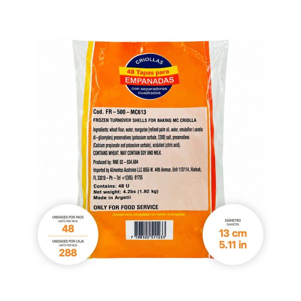 Turnover Shells for Baking or Frying Moon Crust 6 x 4.23 lb (48u x pack) For Food Service