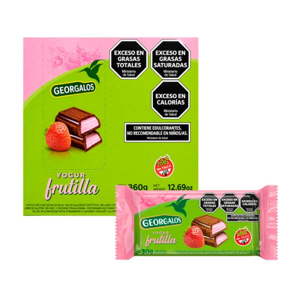 Georgalos no Sugar Added Strawberry Yogurt Chocolate Bar 12 x 1.05 oz.